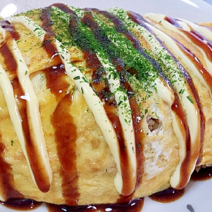 *豚バラ肉のお好み焼きソースオムライス*